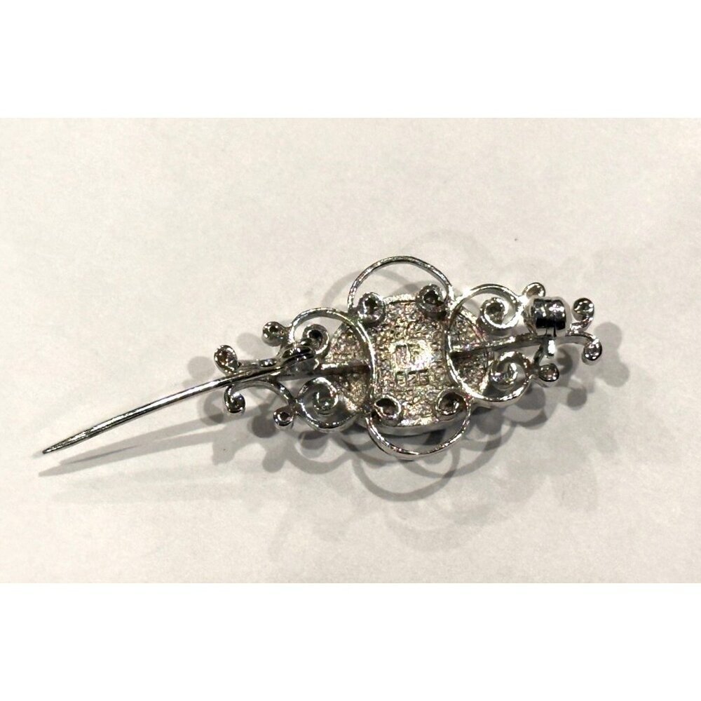 NF STERLING SILVER 925 FILIGREE GREEN ABLAONE SHELL 1.25" BAR PIN BROOCH EUC - Picture 10 of 10